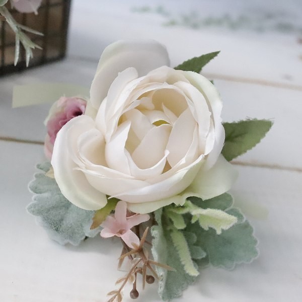 上質オールドローズのキャスケードブーケ&ブトニアセット(造花)　ほんのりパステル　前撮り　海外挙式　224
