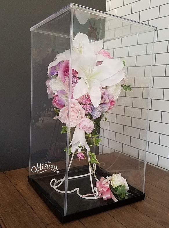 上質オールドローズのキャスケードブーケ&ブトニアセット(造花)　ほんのりパステル　前撮り　海外挙式　224