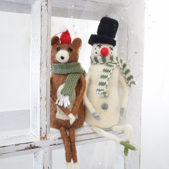【クマのみ】あったかマフラーを纏ったクマ　バディ　ディスプレイ　プチギフト　クリスマス　 3枚目の画像