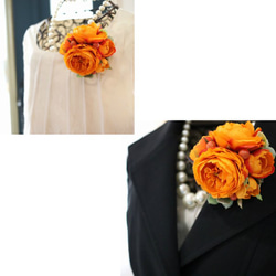 エクリュコサージュ【オレンジ】　毎年人気のマストアイテム　卒業式　入学式　謝恩会　結婚式　ウェディング　ヘッドドレス 3枚目の画像