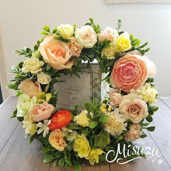 大きいリース 45センチ アンティーク ドライフラワー風 玄関リース