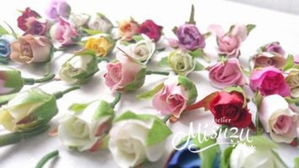 薔薇パーツ　バラのつぼみ　色々30P　　ハンドメイド資材　コサージュ　リースの下挿し　工作の材料　造花 1枚目の画像
