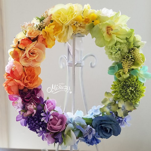 misuzu* シアワセのレインボーリース 虹色 LGBTインテリア ギフト