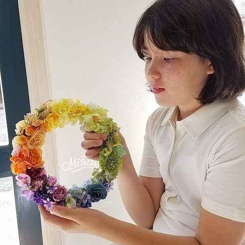 misuzu* シアワセのレインボーリース 虹色 LGBTインテリア ギフト