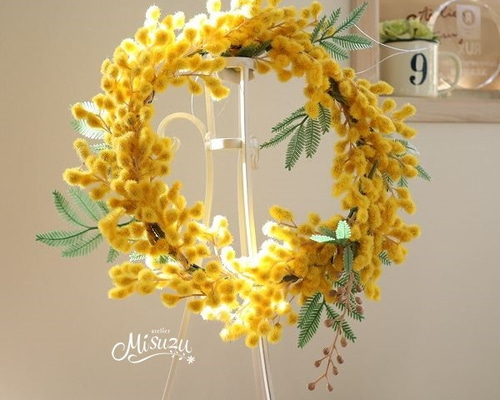 商品名【羽菜】ゆみい♥イエローローズの花束風スワッグリース　 春リース 0_aabb7a6548dea6682a38f52153ec