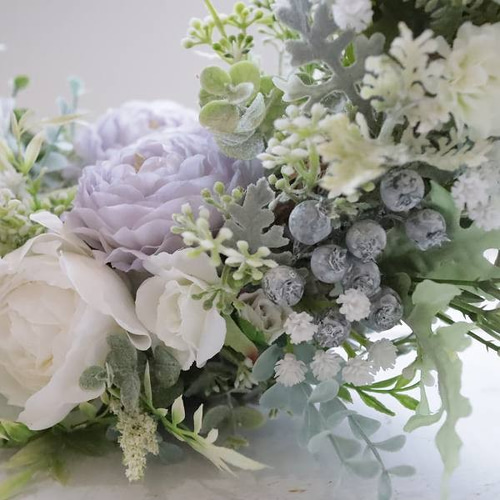 ハーフムーンのリースブーケ シルバー＆ラベンダー 玄関