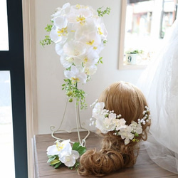 *misuzu*　胡蝶蘭とカスミソウの髪飾り　成人式　和婚　結婚式　２次会　ヘッドドレス 4枚目の画像