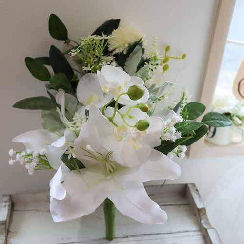 misuzu* 造花 洋風仏花 上質花材 蘭 マム カサブランカ お供え 墓花 お