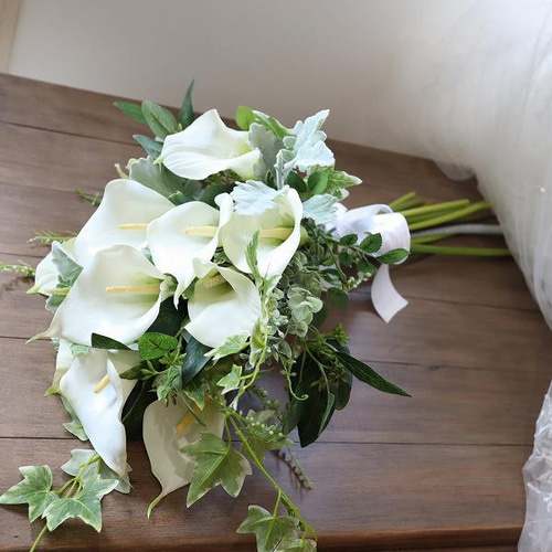 misuzu* 洗練カラーのロングステムブーケ 正統派 挙式 チャペル ブーケ