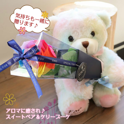 misuzu*スウィートベア【M】とレインボーローズ ふんわり香る