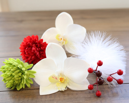 misuzu*胡蝶蘭マムの髪飾りセット 上質でまるで本物のような美しさ