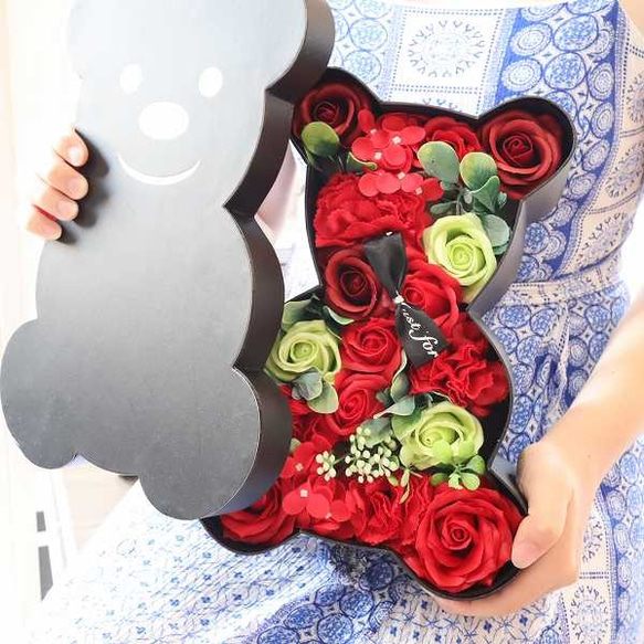 シャボンフラワー クマ型ボックス ソープフラワー 母の日 お祝い