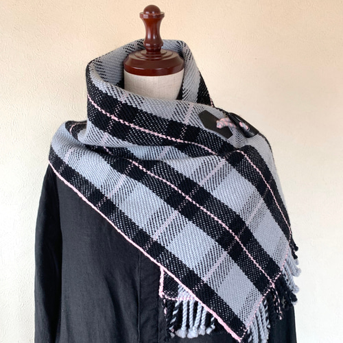 チェック トグルマフラー5号（グレー×黒×ピンク） マフラー Hook