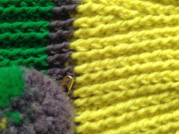 3色ニット帽(黄色/緑/紫)☆取り外し可能なポンポン付き☆ 5枚目の画像