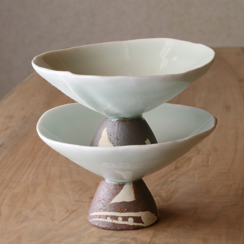 磁器赤土高台フルーツ鉢】 H111 和食器 陶芸 美濃焼 サラダ 煮物 盛り