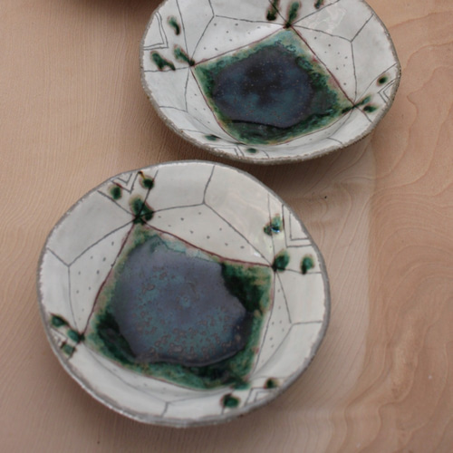 織部+粉引織部模様取り鉢 h137 和食器 陶芸 織部焼き 美濃焼 小鉢