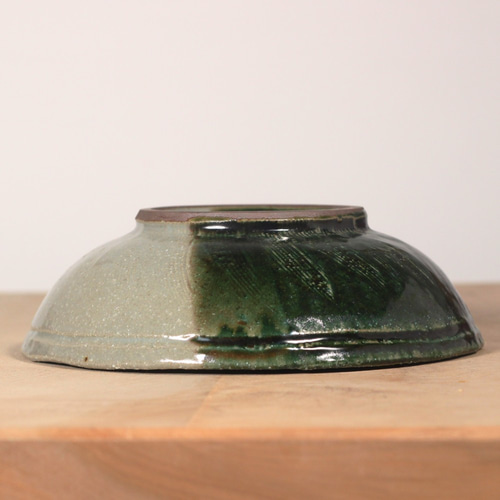 織部+粉引塗り分け模様鉢大】H141 和食器 陶芸 美濃焼 粉引き 盛り鉢