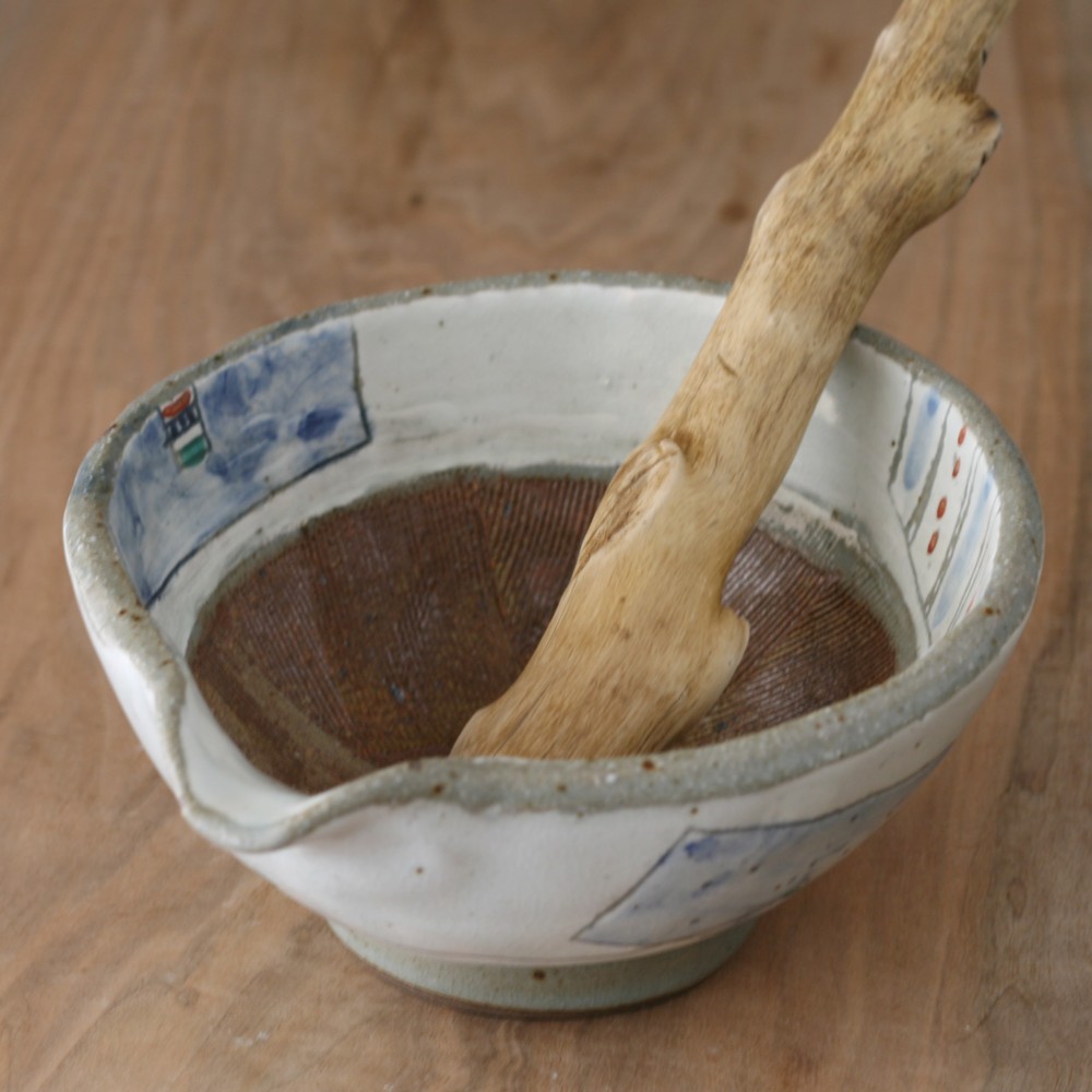 【粉引染付けすり鉢】 sri8 美濃焼 陶芸 スパイス ごま おしゃれ 素敵 美味しい 祝い 結婚祝い 誕生日