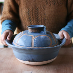 【水炊き青色土鍋】do21 クリスマス 湯豆腐 おでん 煮込みうどん 鍋焼き おしゃれ 素敵 かわいい 美味しい 5枚目の画像