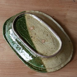 【織部と粉引き 小判皿大】S39　パスタ・カレー皿 美味しい 人気 おしゃれ 素敵 かわいい 誕生日 プレゼント 陶芸 6枚目の画像