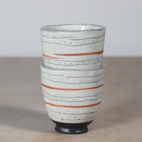 赤絵線模様 湯のみ】YU30 和食器 陶芸 結婚祝い お祝い 父の日 母の日