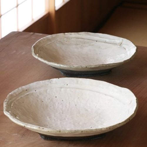 粉引き 浅鉢】h38 和食器 陶芸 美濃焼 粉引き 盛り鉢 大鉢 めん鉢