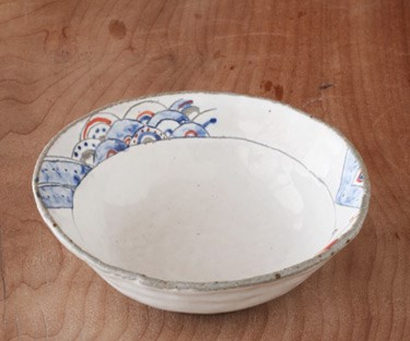 【粉引き赤絵付き中鉢】Ｈ76　煮物 盛り鉢 取り鉢 おしゃれ 素敵 かわいい 美味しい 結婚祝い 陶芸 4枚目の画像