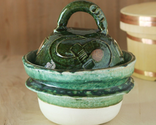 【美品】織部焼き　1号炊き土鍋　2個セット 1_821e5767a3f1e44505d55face387