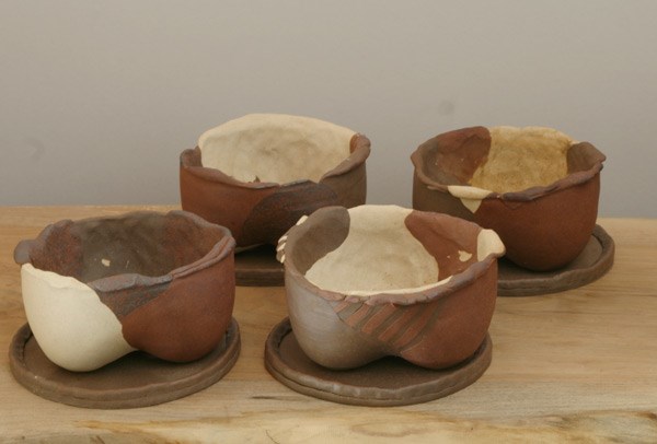 ３色焼〆植木鉢　u14・u15・u16・u17