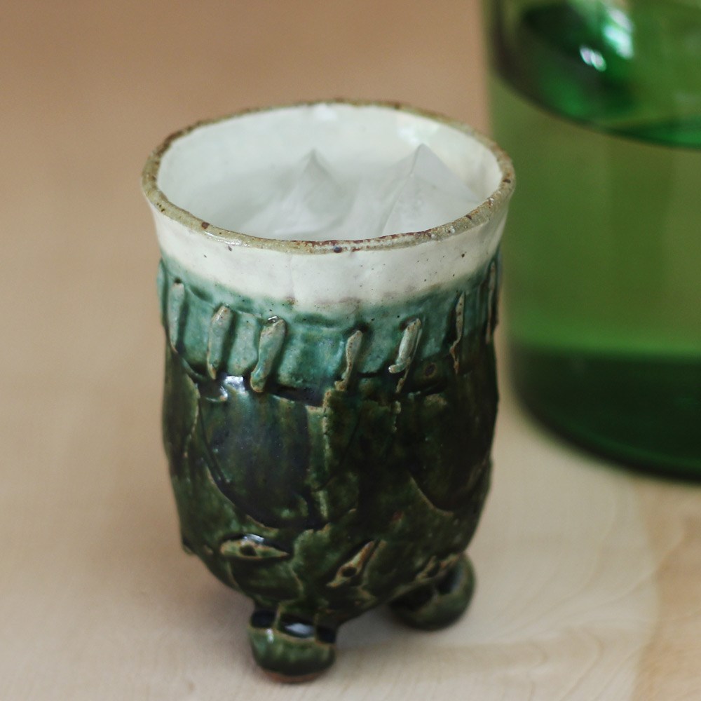 織部+粉引焼酎カップ ｂ17 父に日 お酒 ウイスキー 水割り クリスマス お正月 美味しい 結婚祝い