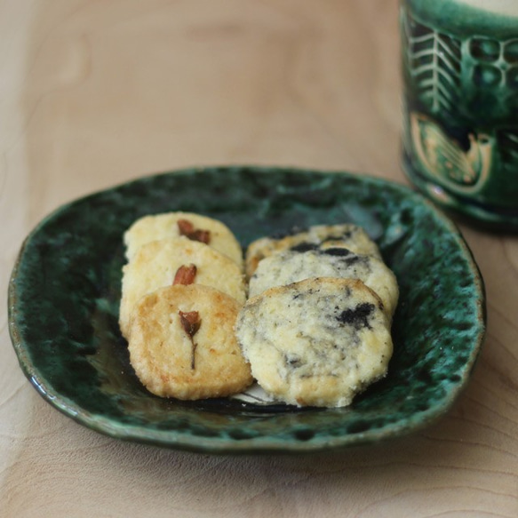 織部+粉引線模様小皿 S113 和食器 陶芸 美濃焼 織部焼き 取り皿 銘銘皿 