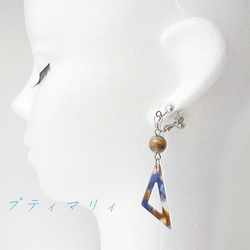 お試しＳＡＬＥ　青い和風猫のイヤーフック＆タイガーアイイヤリングセット 3枚目の画像