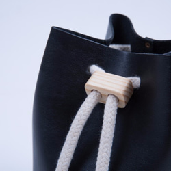 「模・良品」 木頭皮革袋 Bucket String Bag 第6張的照片