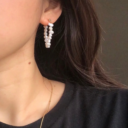 k16gp 小粒淡水パール フープピアス 卒園 卒業 入園 入学 にも ピアス