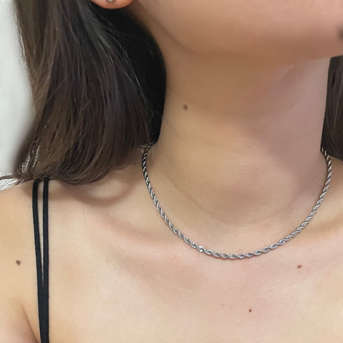 シルバー925 ロープチェーン ネックレス 幅3mm 燻し加工 silver
