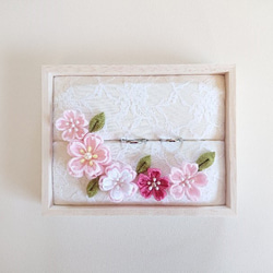蓋付き　リングピロー　桜満開　洋　和風 和装 2枚目の画像