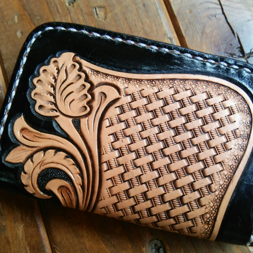 SAAD ラウンドファスナー カービング コンパクト ウォレット コインケース SAAD ラウンドファスナー カービング コンパクト ウォレット