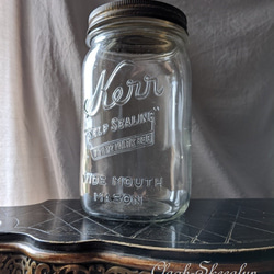 【Kerr】Vintage Glass Kerr Mason Jar /　USAヴィンテージ・メイソンジャー/ 17cm 1枚目の画像