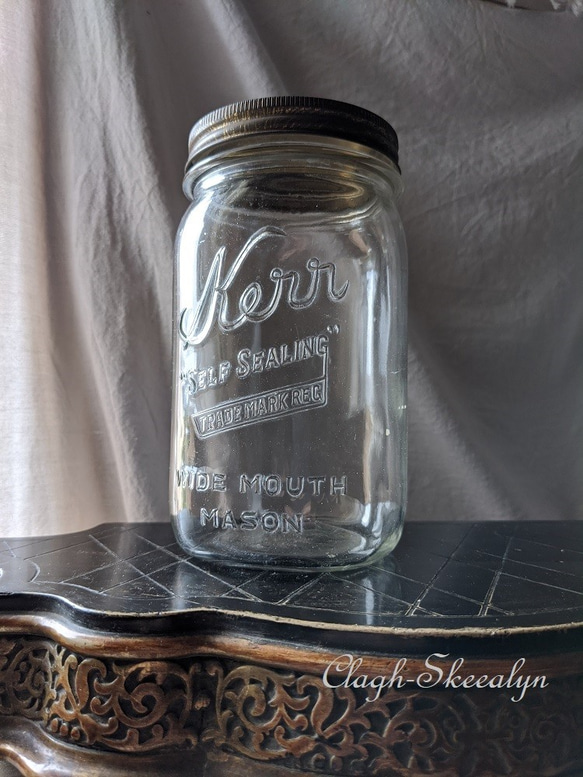 【Kerr】Vintage Glass Kerr Mason Jar /　USAヴィンテージ・メイソンジャー/ 17cm 1枚目の画像