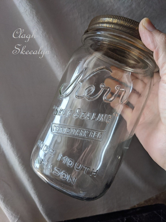 【Kerr】Vintage Glass Kerr Mason Jar /　USAヴィンテージ・メイソンジャー/ 17cm 4枚目の画像