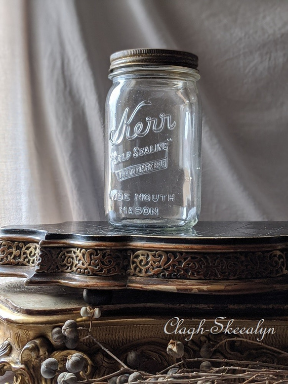 【Kerr】Vintage Glass Kerr Mason Jar /　USAヴィンテージ・メイソンジャー/ 17cm 5枚目の画像