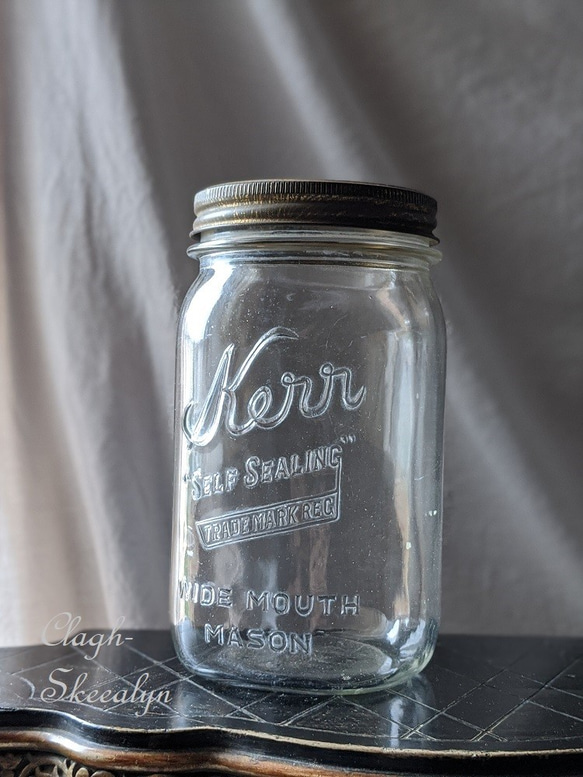 【Kerr】Vintage Glass Kerr Mason Jar /　USAヴィンテージ・メイソンジャー/ 17cm 7枚目の画像