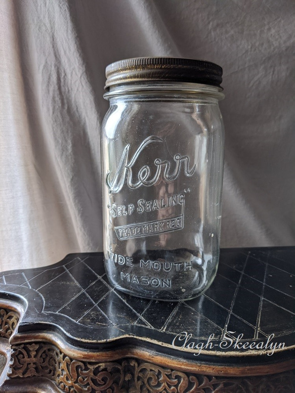 【Kerr】Vintage Glass Kerr Mason Jar /　USAヴィンテージ・メイソンジャー/ 17cm 10枚目の画像