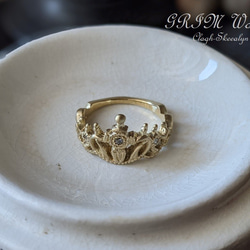 【受注生産】～GRIM Works～　ティアラリング・真鍮（Brass）｜王冠　｜クリアCZ 5枚目の画像