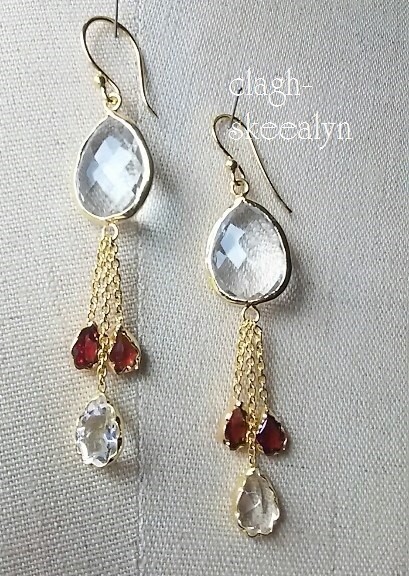 【Quartz × Garnet】水晶 × ガーネット｜Silver925製ピアス｜トルコジュエリー｜1点物