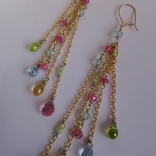 夏色！ラピスラズリとアマゾナイトカルサイトコッパーの14kgf ロング