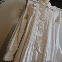 French antique【フランス製アンティーク】アンティークナイトドレス／ピンタックドレス／カットワークレース 2枚目の画像