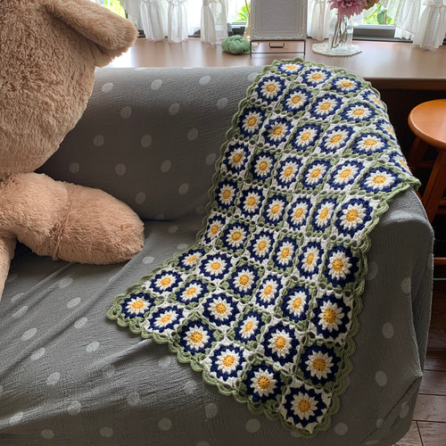 ☆♪デイジーモチーフのミニブランケット その他インテリア雑貨 ru
