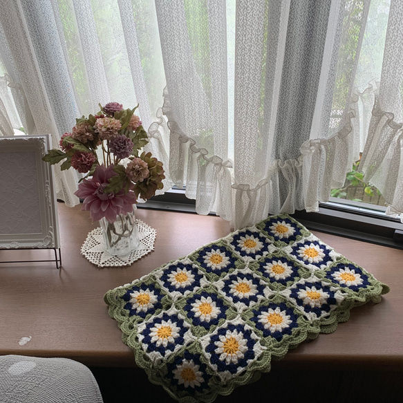 ☆♪デイジーモチーフのミニブランケット その他インテリア雑貨 ru