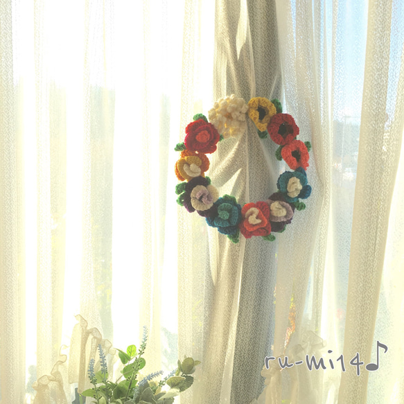 ☆♪カラフルな花のリース 2枚目の画像